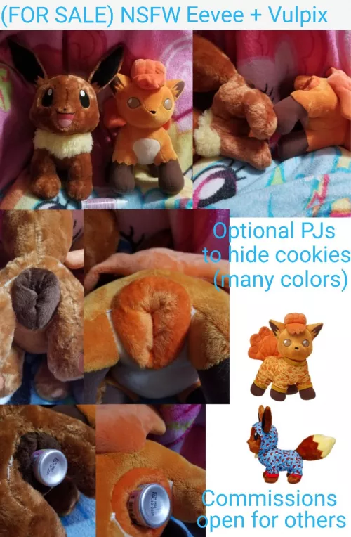 (FOR SALE) NSFW fuckable Pokemon large Eevee + Vulpix with plush sculpted canine pussies/cookies [F]