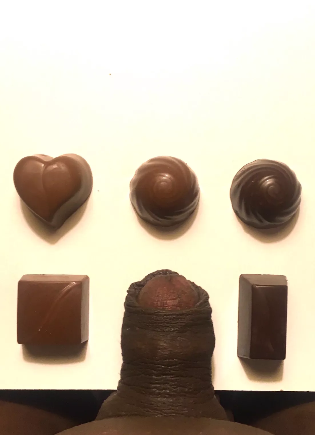 For Valentine's Day, a selection of small chocolates compared to my small chocolate