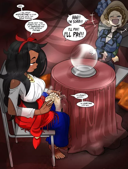 Fortune teller feet tickling (pawfeather) [oc]