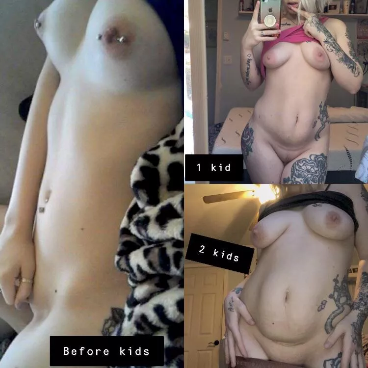 Found an old nude i took before i had kids, after 1 kid and now after 2. Enjoy my progress😅😘
