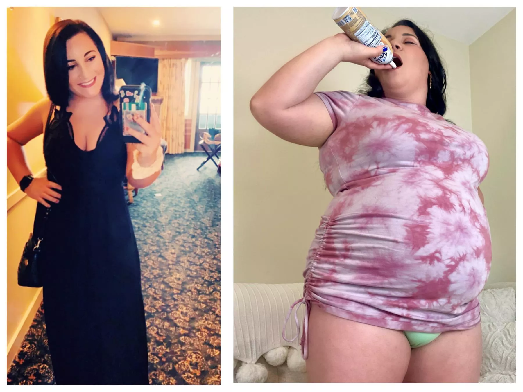 From life of the party in tight little dresses to a hungry, lazy hog at home turning dresses into shirts From life of the party in tight little dresses to a hungry, lazy hog at home turning dresses into shirts