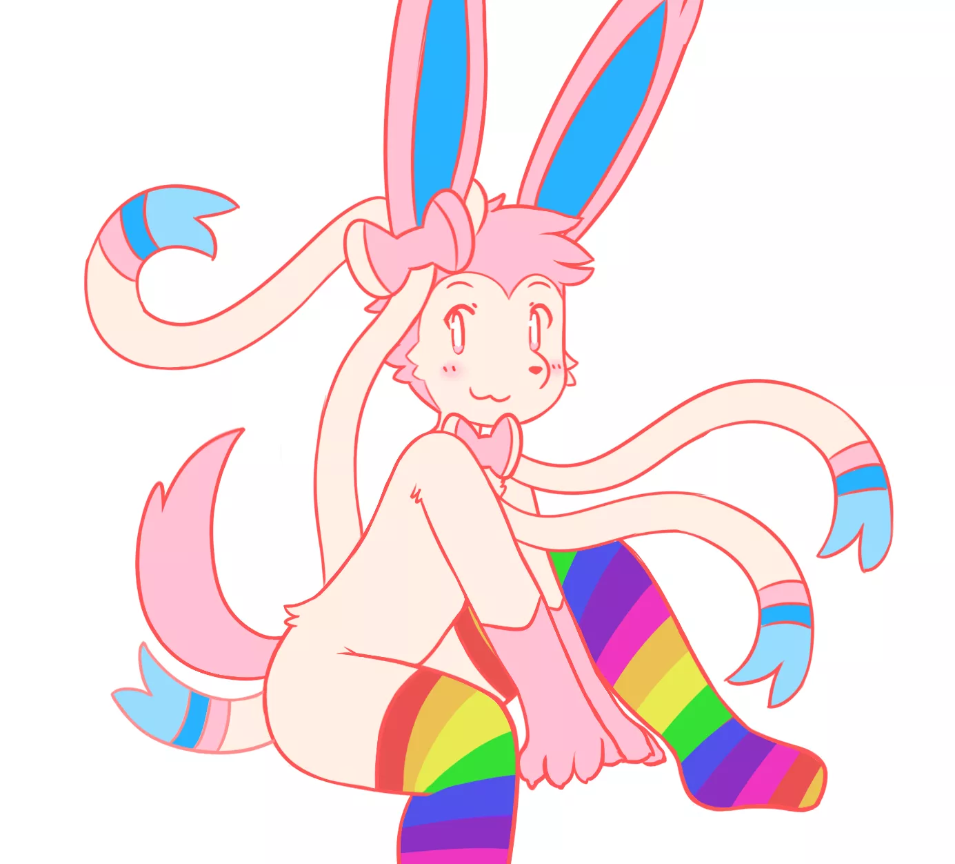Furry Sylveon in rainbow socks i drew (@Chabooey1 - Twitter)