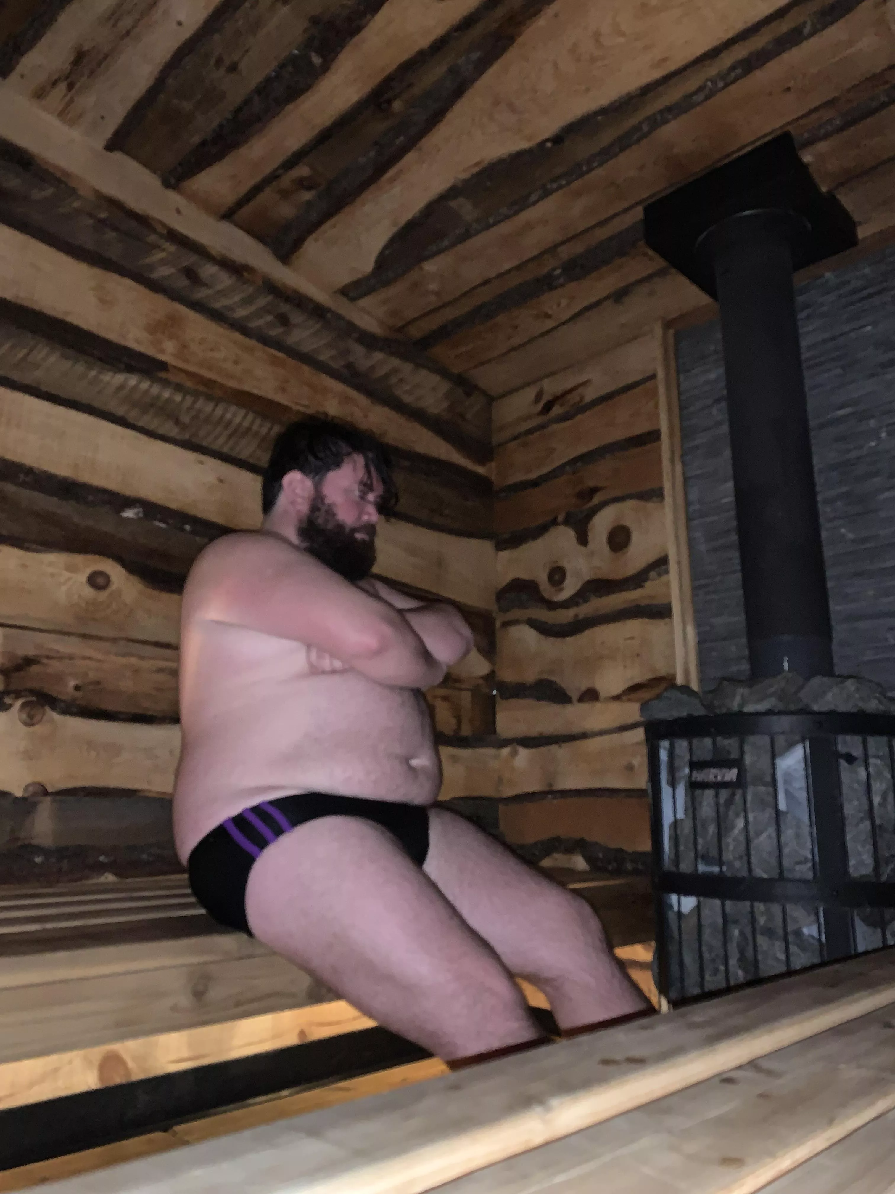 Getting hot in the sauna.