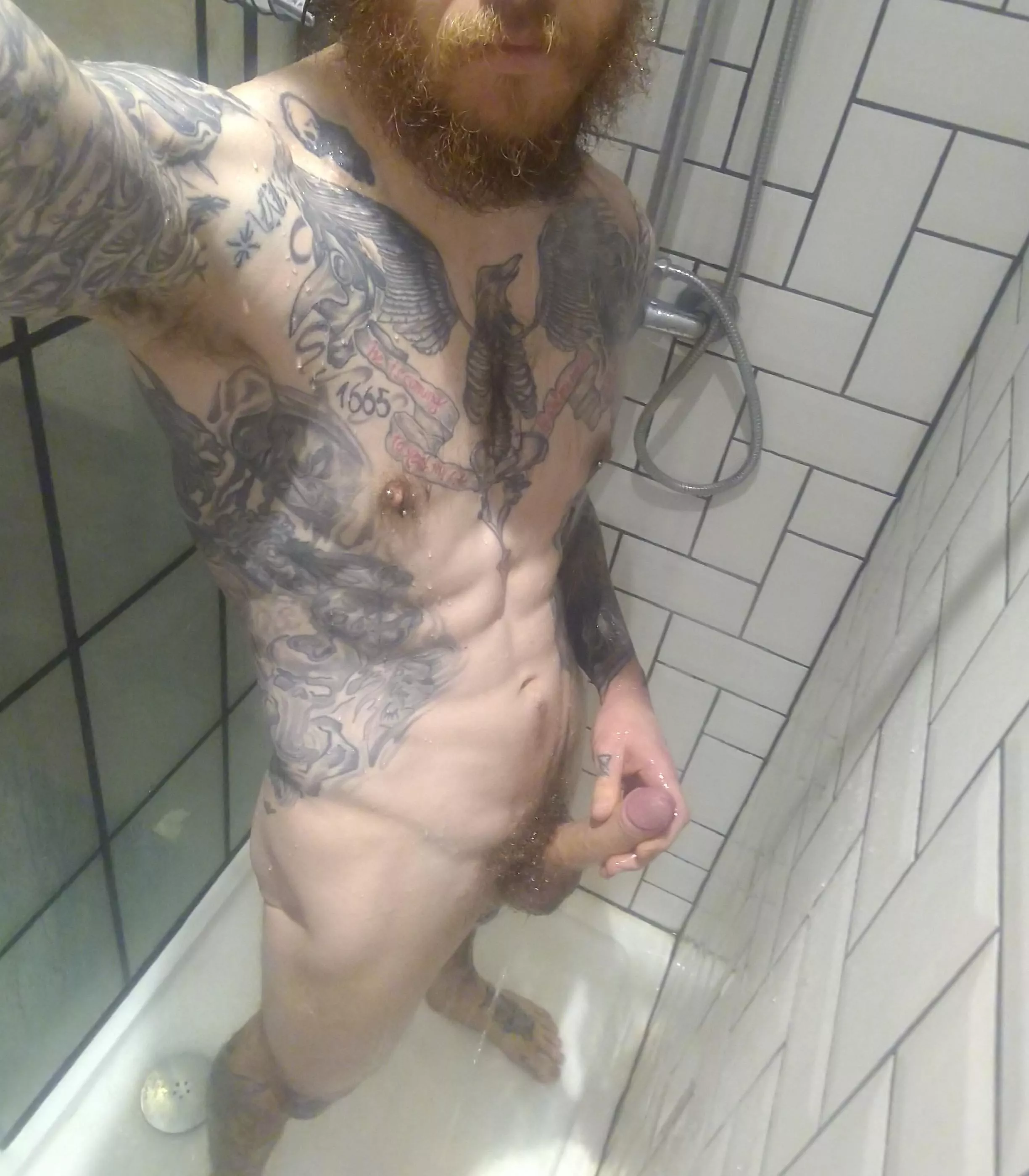 Getting my beard and boner all wet.