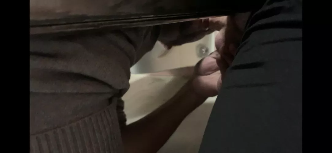 Getting my cock sucked under the stall