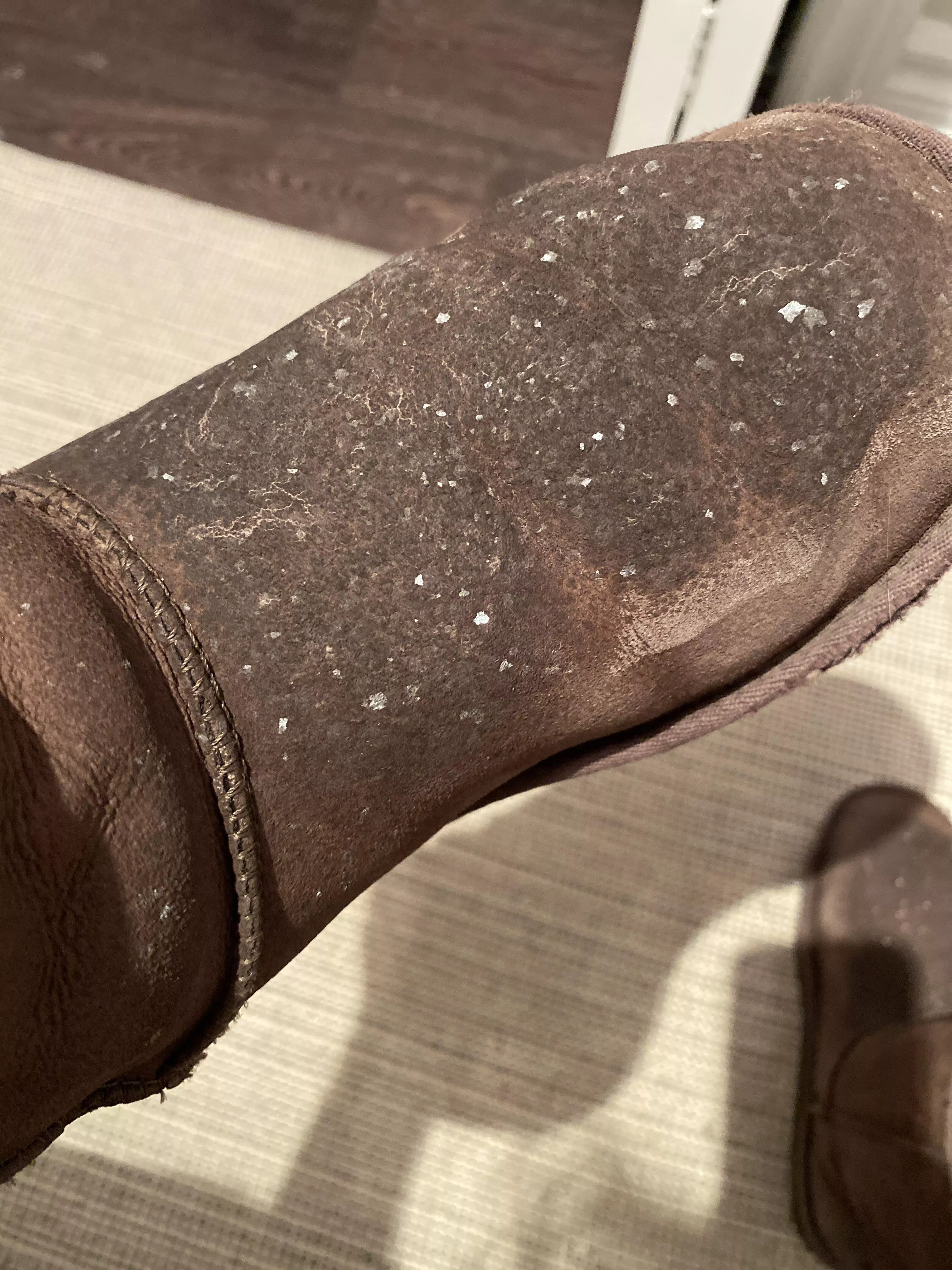 Getting rid of crystallization or whatever this is on my suede boots