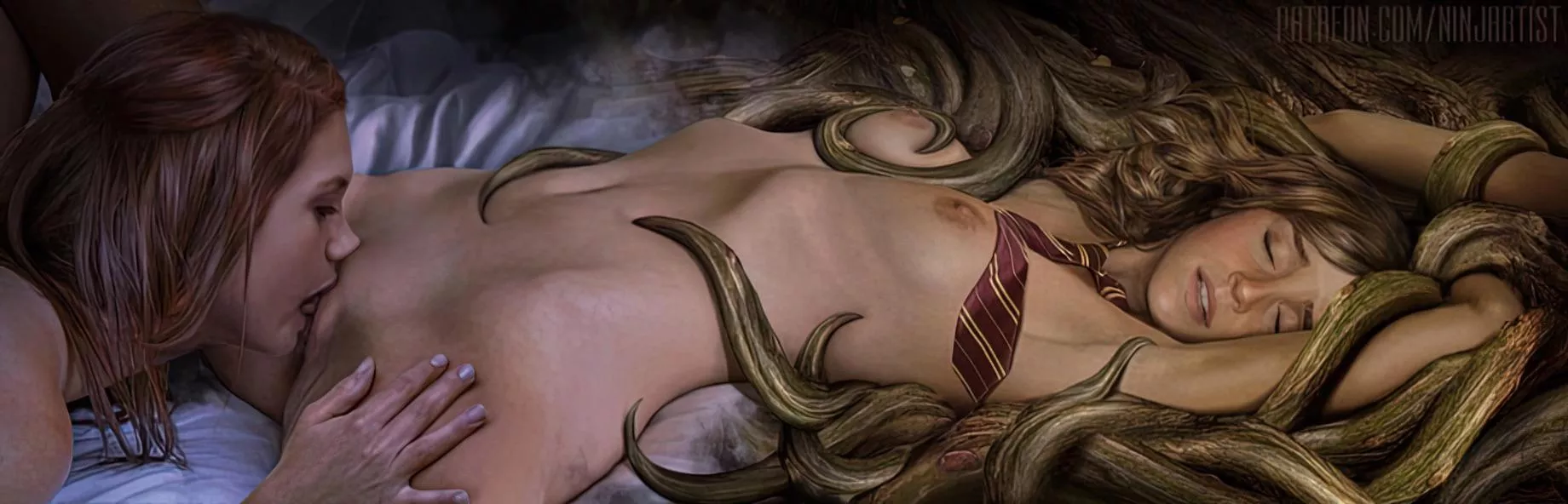 Ginny and Hermione having a little fun together