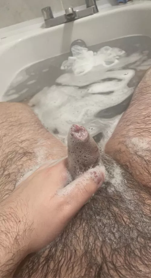 give my small soapy cock a finger job?