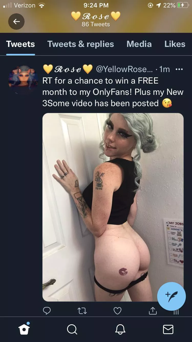 Go to my Twitter and RT for a chance to win a FREE month! @yellowrose2121 Go to my Twitter and RT for a chance to win a FREE month! @yellowrose2121