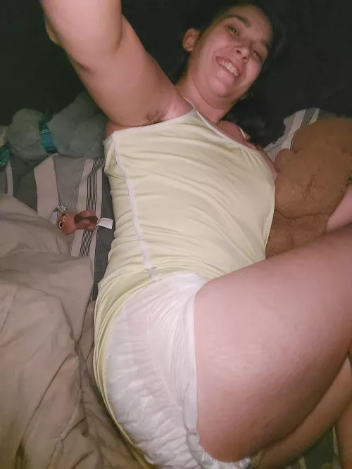 Good morning!! I'm happy to see you π come snuggle and pat my diaper bum?