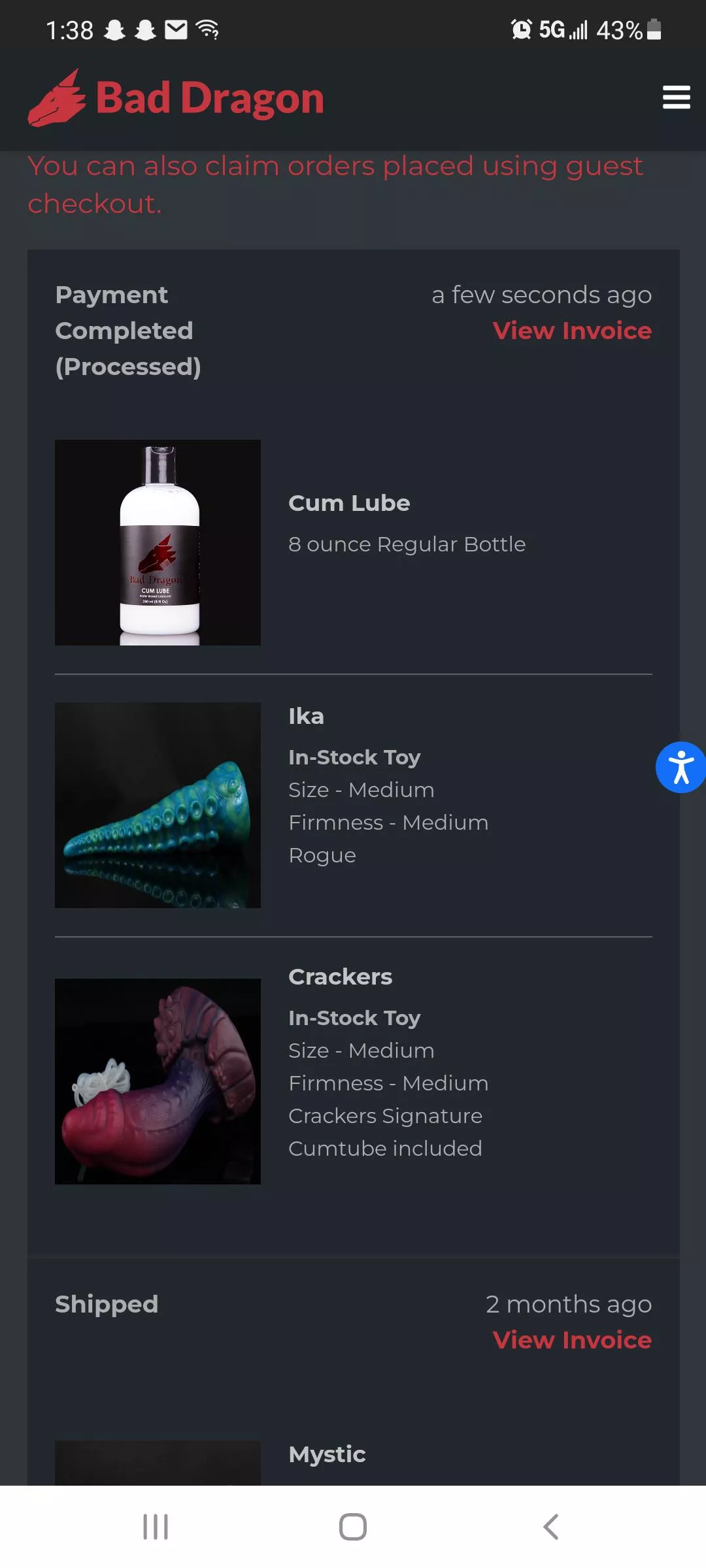 got these during yesterday's drop! I already have 5 other toys, but this is my first one with the cum tube and I am so excited!