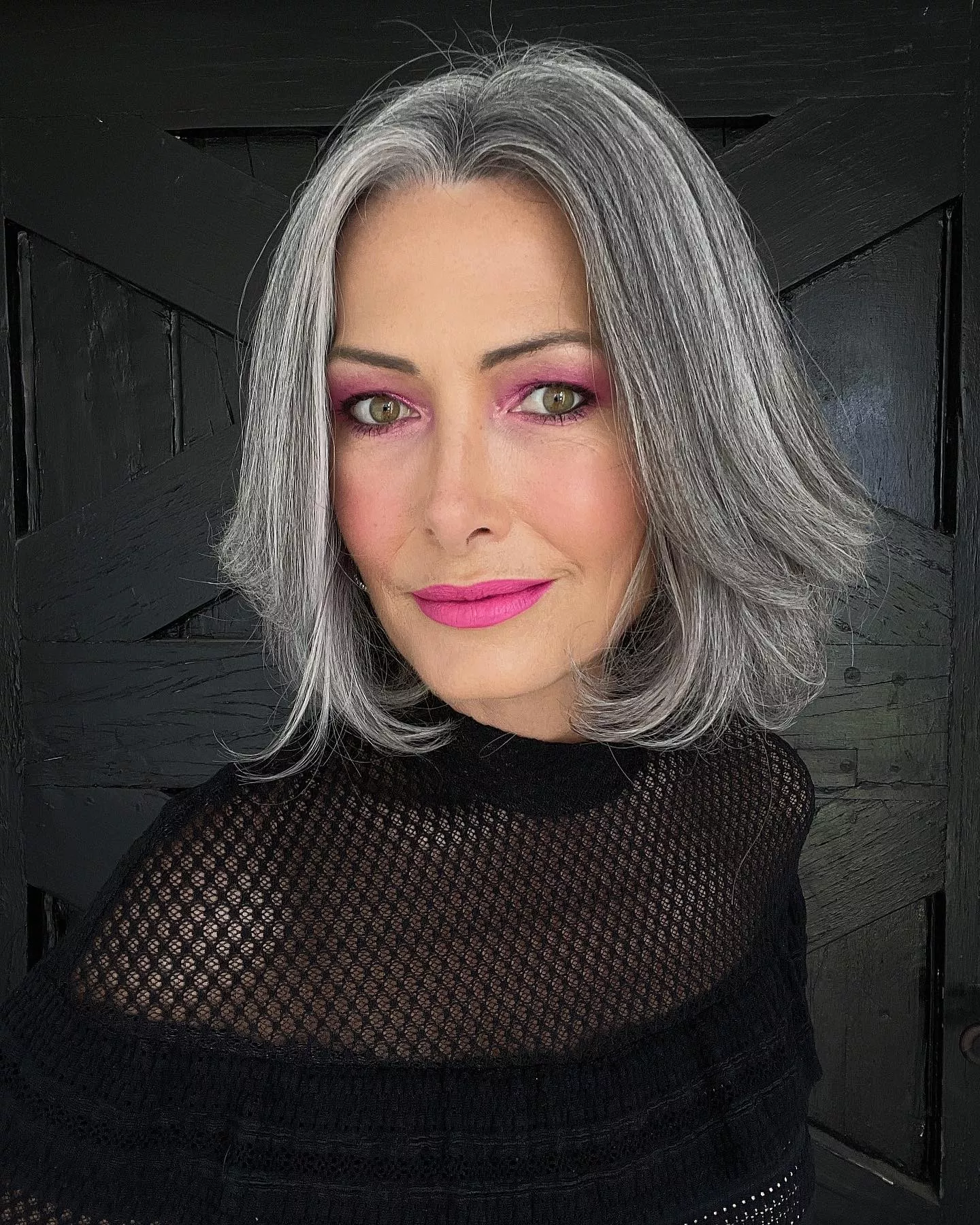 Gray Hair, Pink Makeup