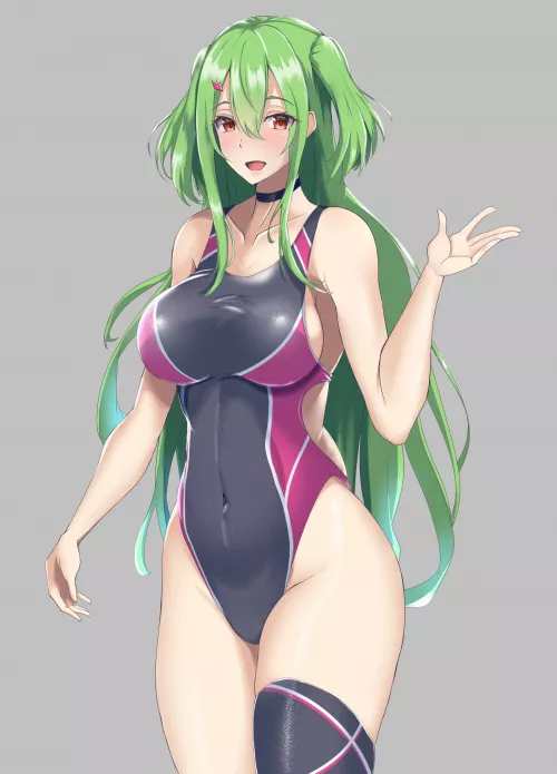 Green Haired Girl Competition Swimsuit (Core1013) [Original]