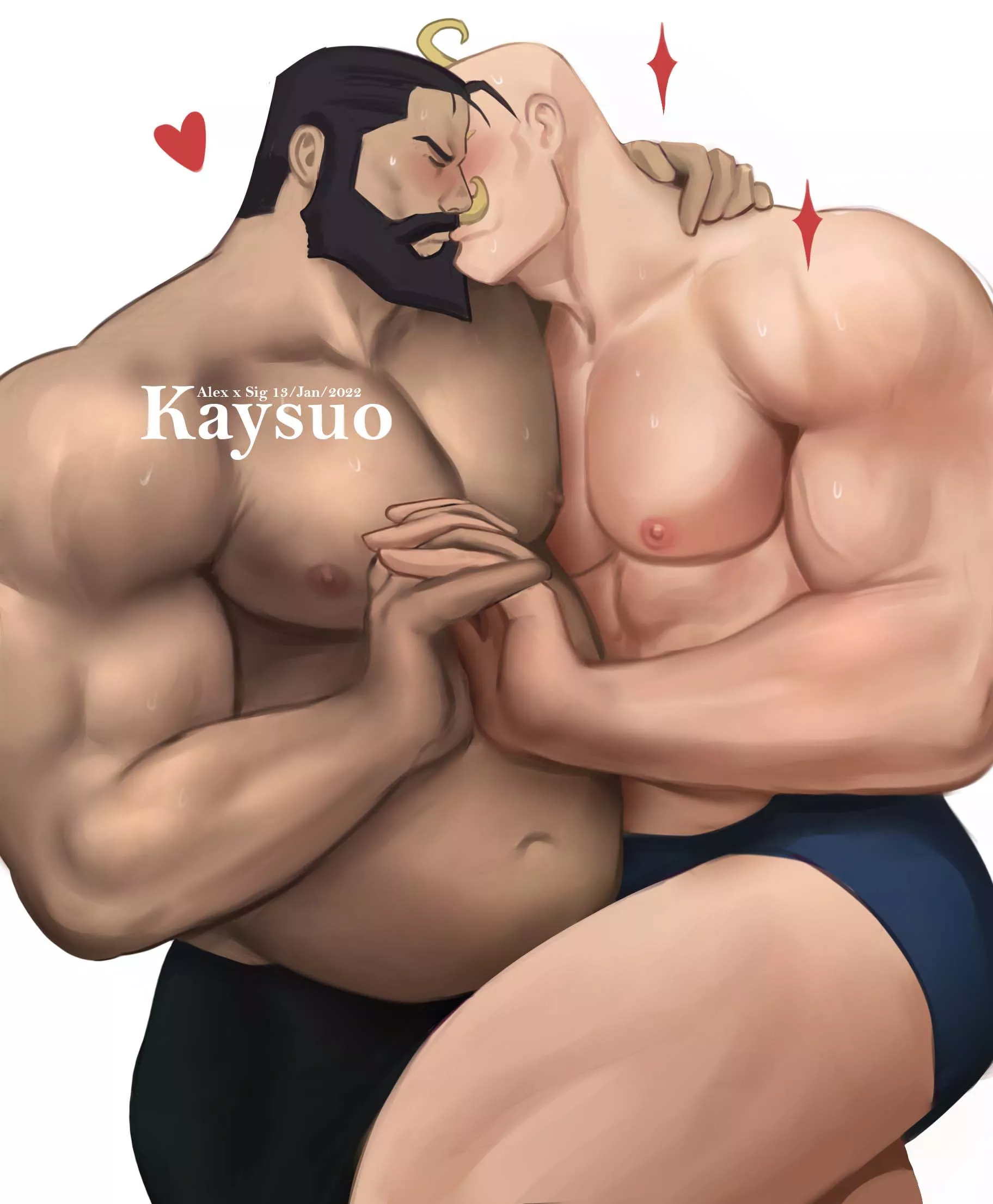 Gym bros on Valentine’s Day ❤️ Alex x Sig from Fullmetal Alchemist (Kaysuo)