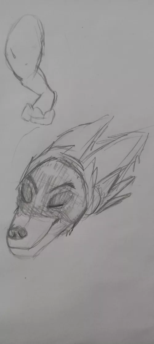 Half wolf, half proto sketch (trying to figure out how my fursona should look )