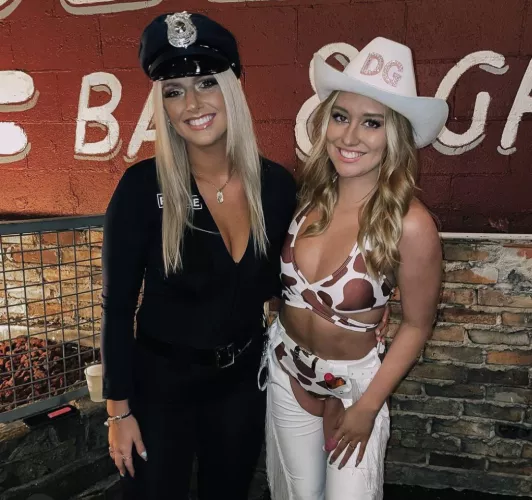 Halloween style. You getting arrested or riding home cowgirl?