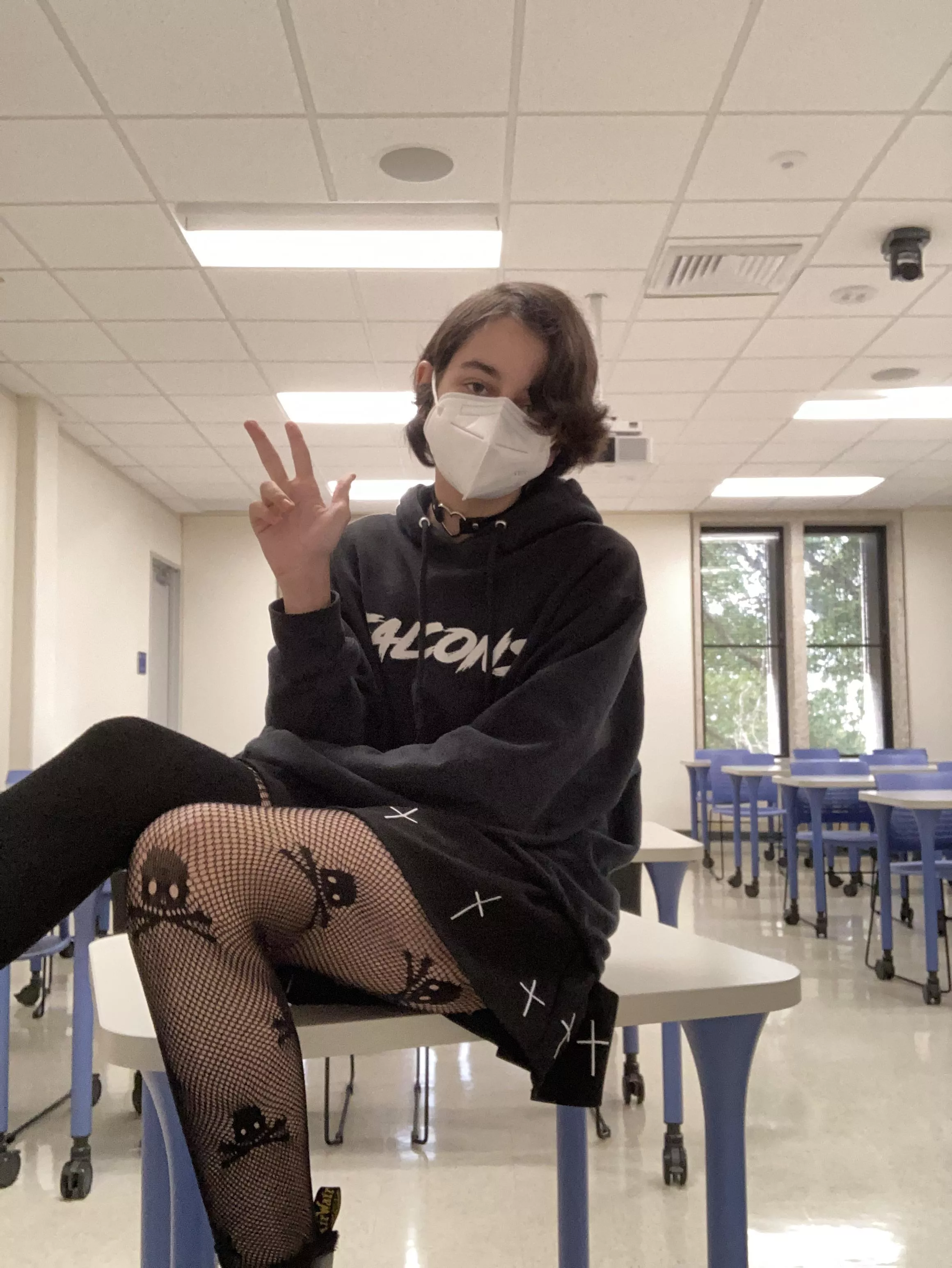 hanging out in class dressed femme again 😅