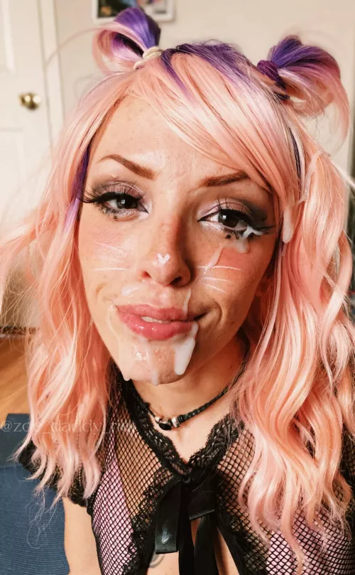 Happy and covered in cum