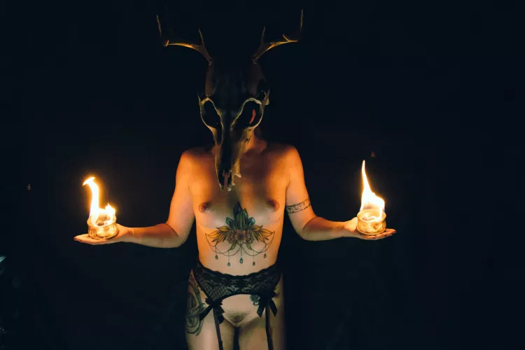 Happy Halloween with an on black and fire