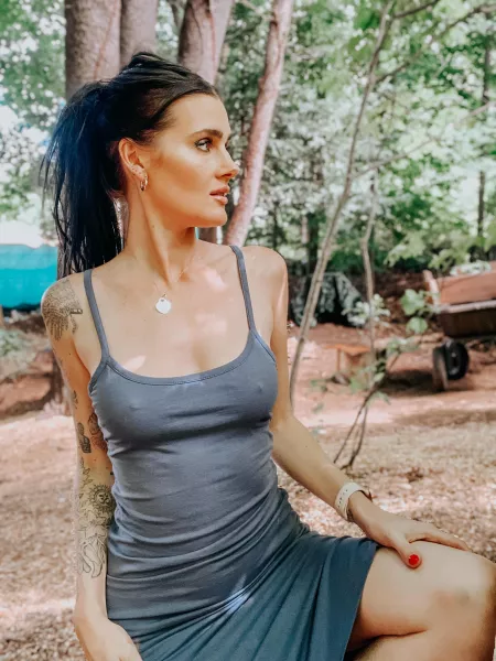 Hard nips, no panties under my dress. π