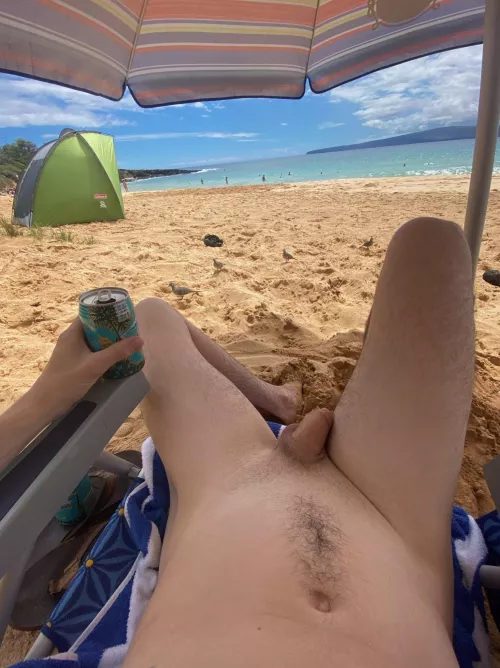 Hard to stay soft at the nude beach