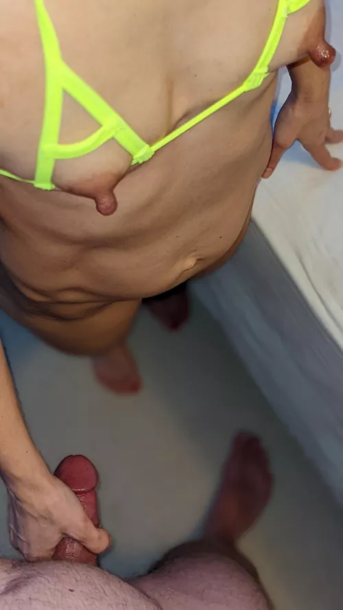 He seems to like my new bikini top