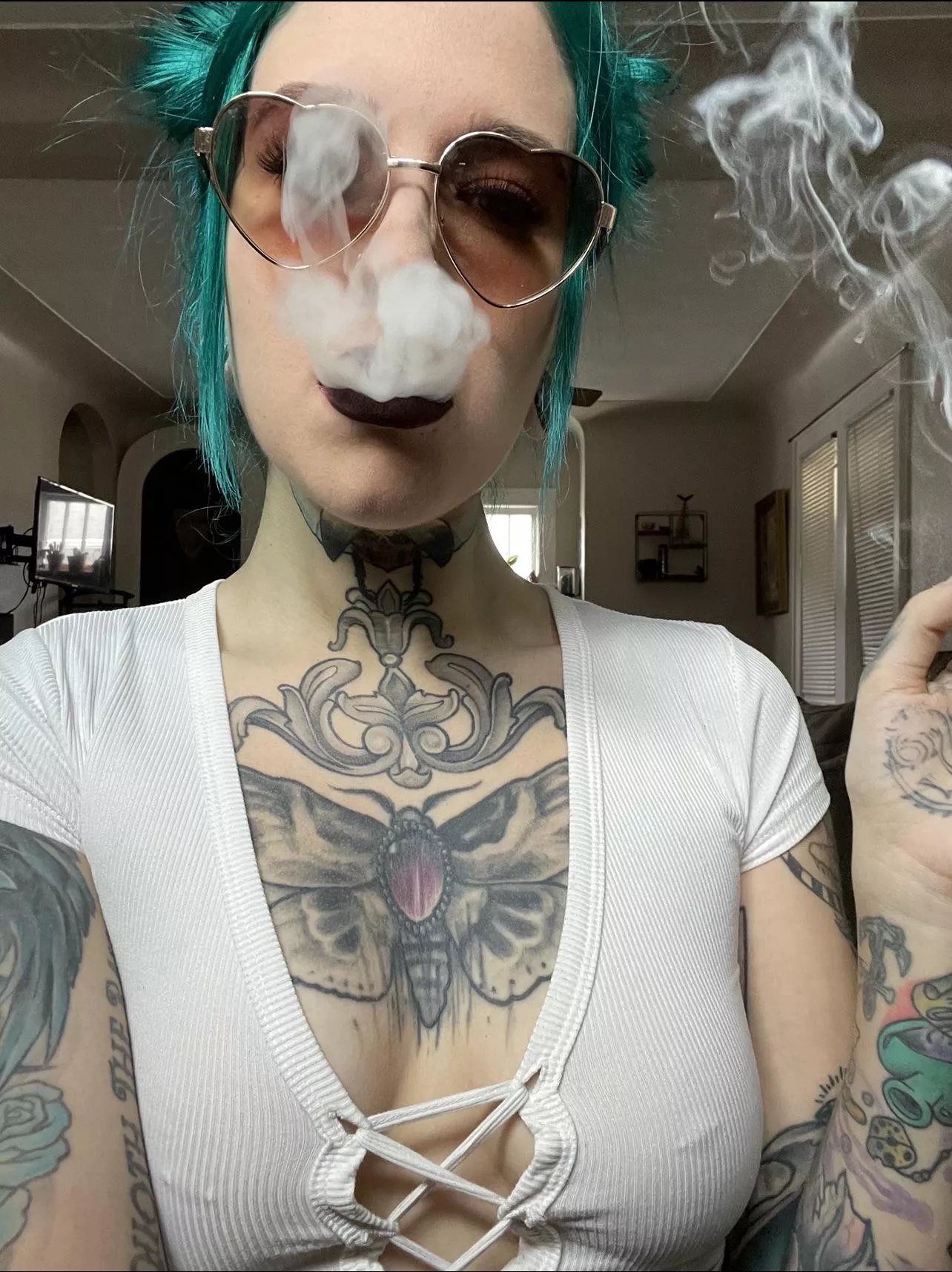 Heart eyes and blunt smoke