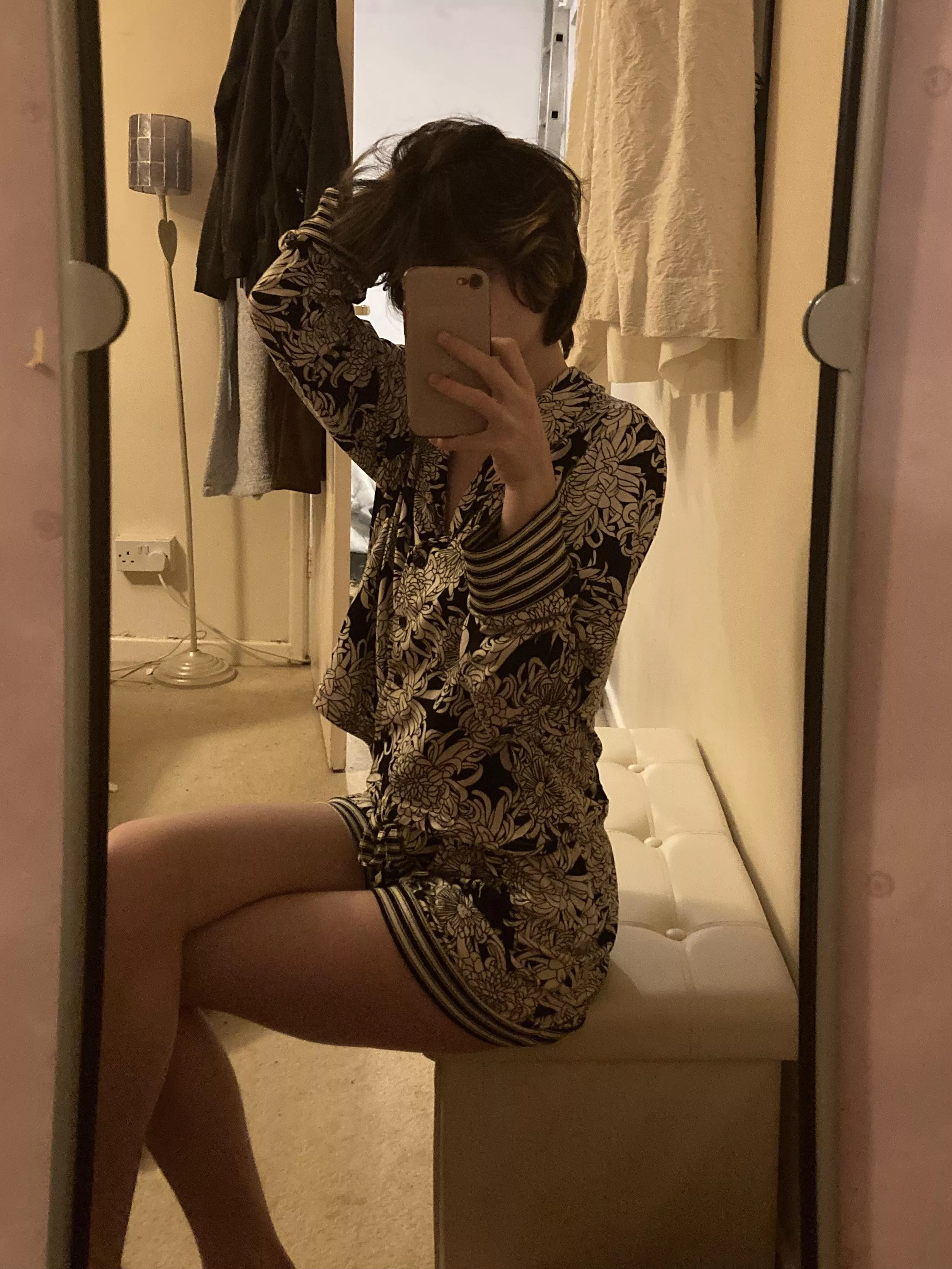 [he/him ftm]stole my girlfriends pyjamas for this photo ;) do you think they suit me? check my twitter linked on my profile for more photos ;3