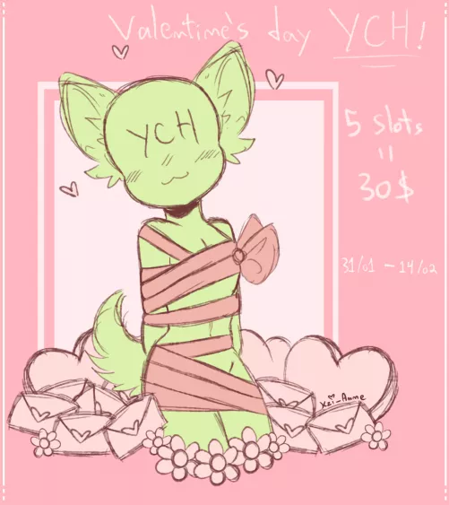 Hello Everyone! Valentine's Day YCH Open!! (5 slots) {ENDS IN 14 FEBRUARY} 30$, paypal only! Dm for more details!