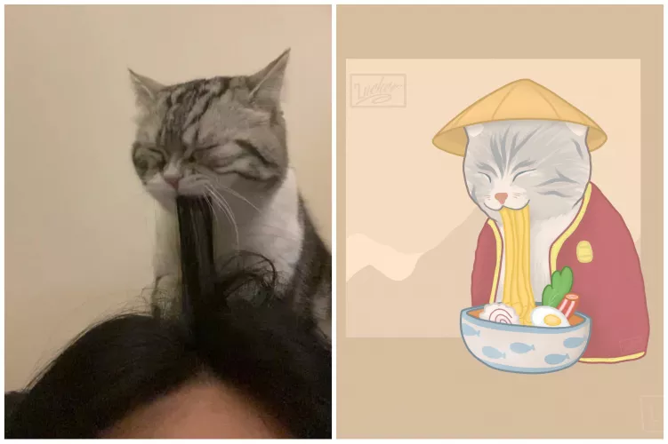 hello i would like to show you this art i made of this kitten eating