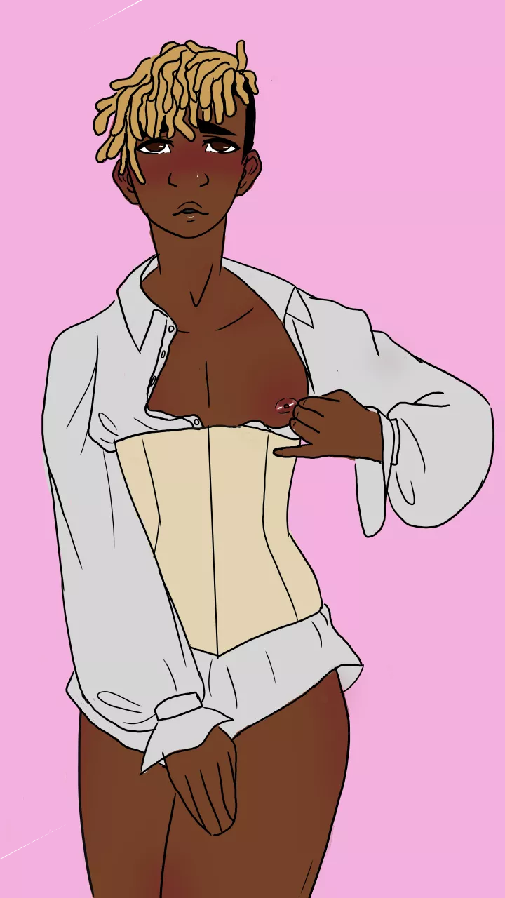 Hello my name is Sad Girl and I am bad at lineart and colors theory. Anyways, I like boys in corsets. Art by me