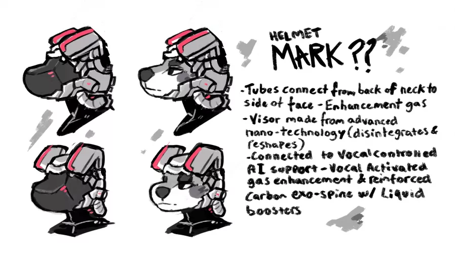 Helmet functionality//art by me @flowfells on twitter