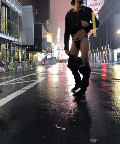 Her my favorite jock in an empty Times Square