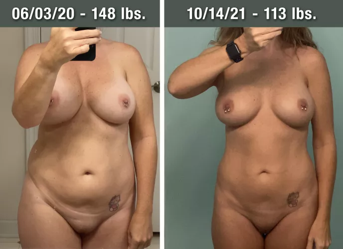 Here’s a Throwback Thursday for ya! WOO freaking HOO!!! Down 35 lbs. So, a HUGE FU goes out to the “your belly needs work” assholes! (=^•^=) [f] 48