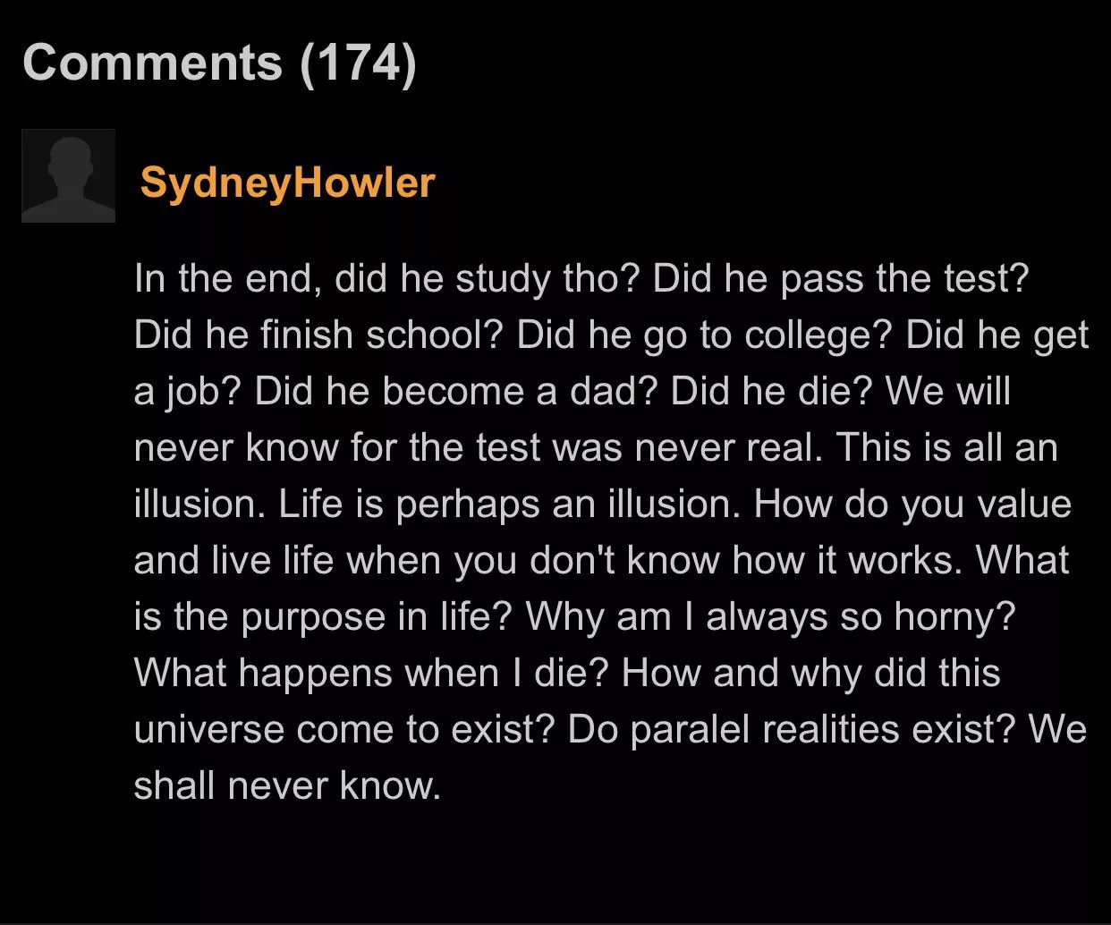 He's asking real questions here