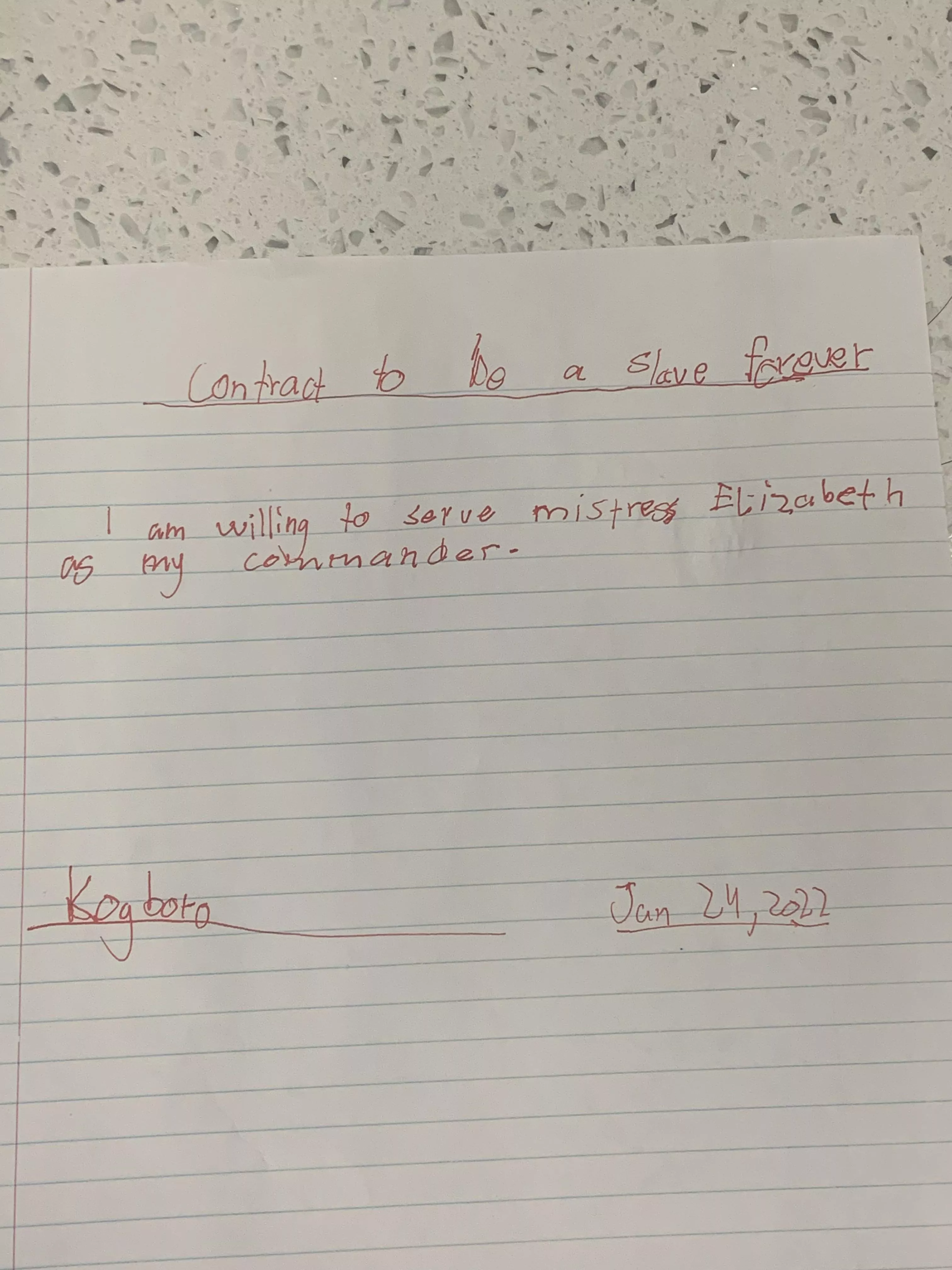 Hey goddess i want to be ur slave until i die ill obey u and sign a contract or say an oath to be ur slave forever