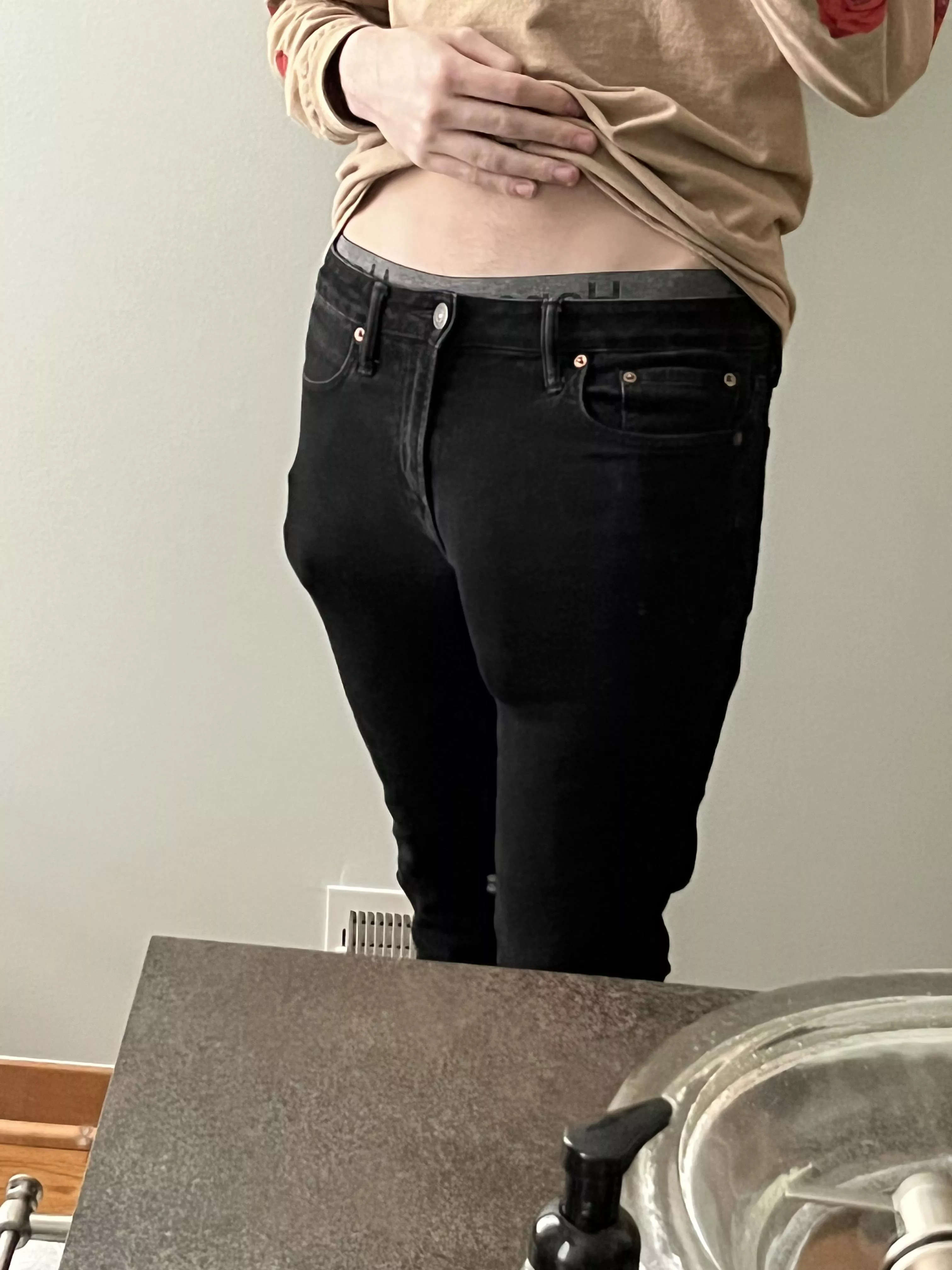 “Hiding” in black jeans