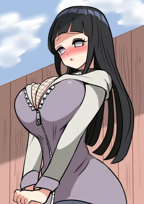 Hinata squishes her titties