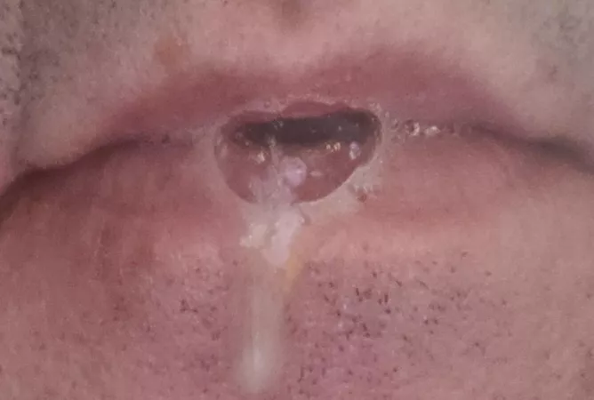 His first load to the mouth....