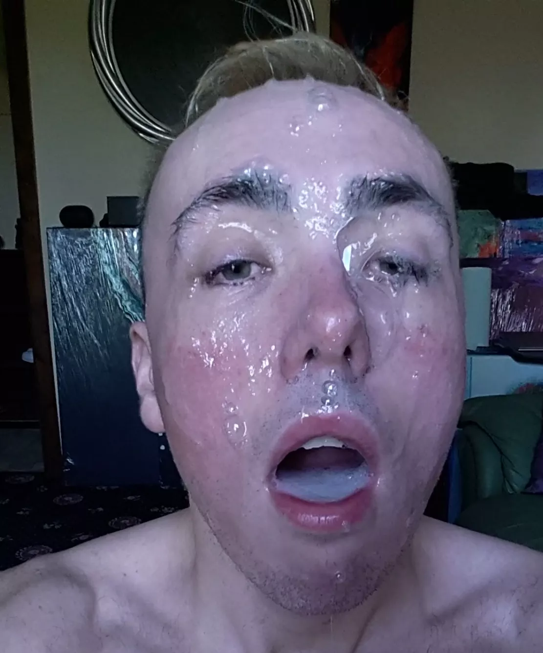 Holding all their cum like a good boy