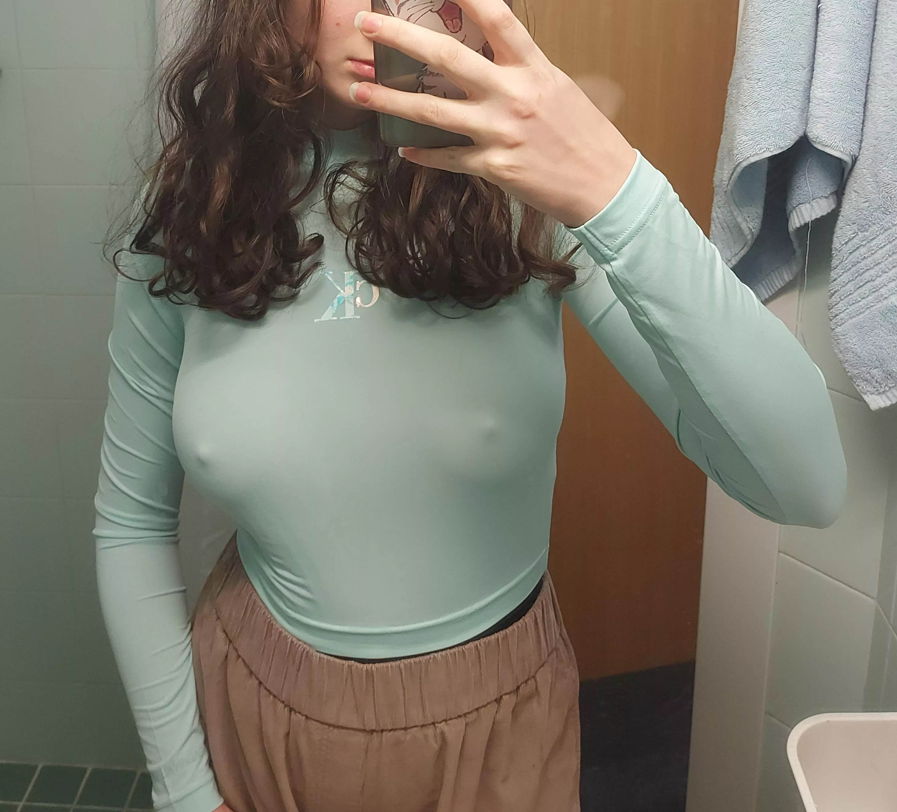 hope someone appreciates the turtleneck - bathroom tile color coordination