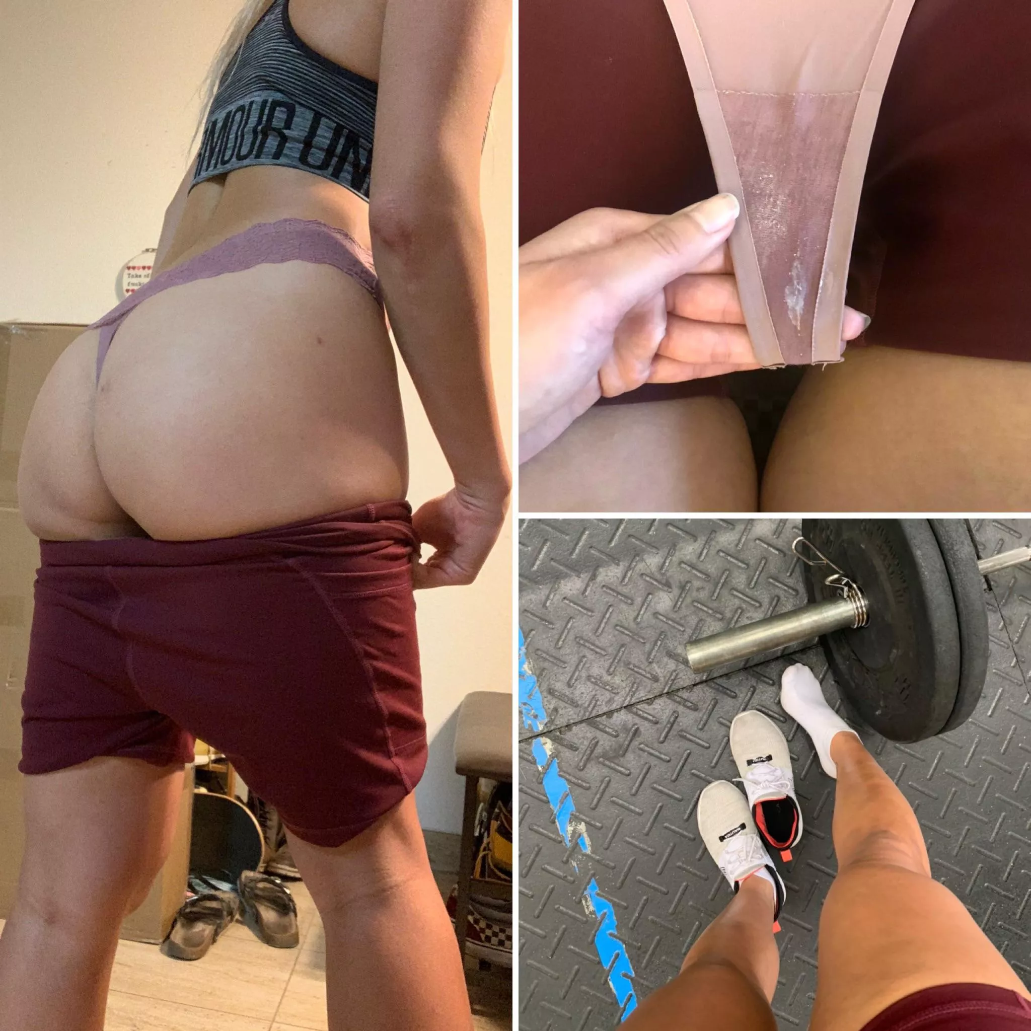 Horny CrossFit babe and her sweaty and creamy thong 🥵