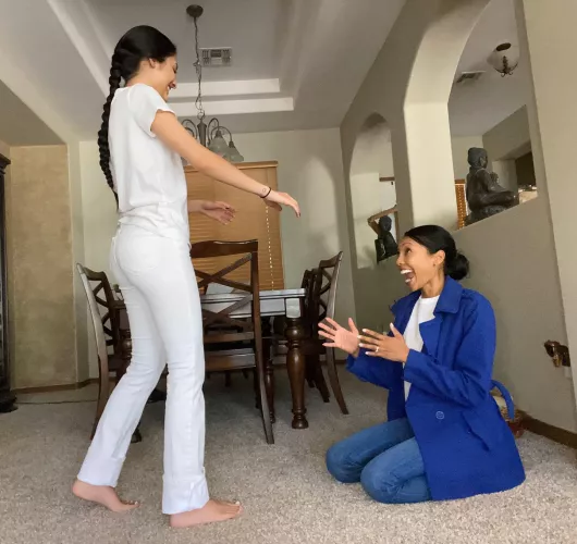 Hottie Daughtie re-creating old photos with Dime Piece Mom.