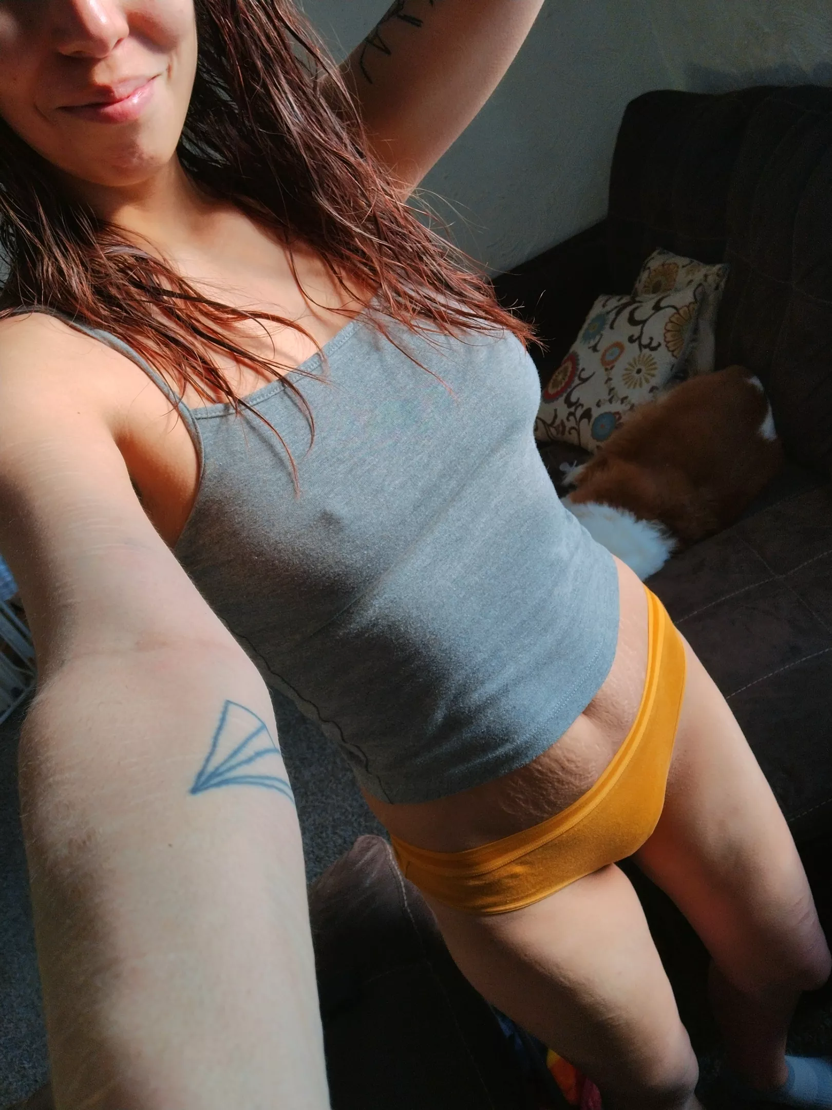 House to myself? Goodbye pants!