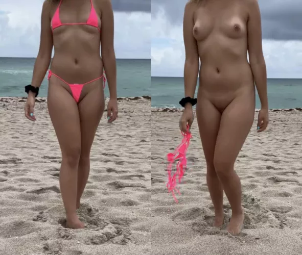How about a micro bikini on and off?