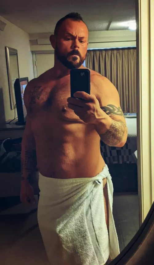 How about you meet me at the hotel and I answer the door in just this 😉