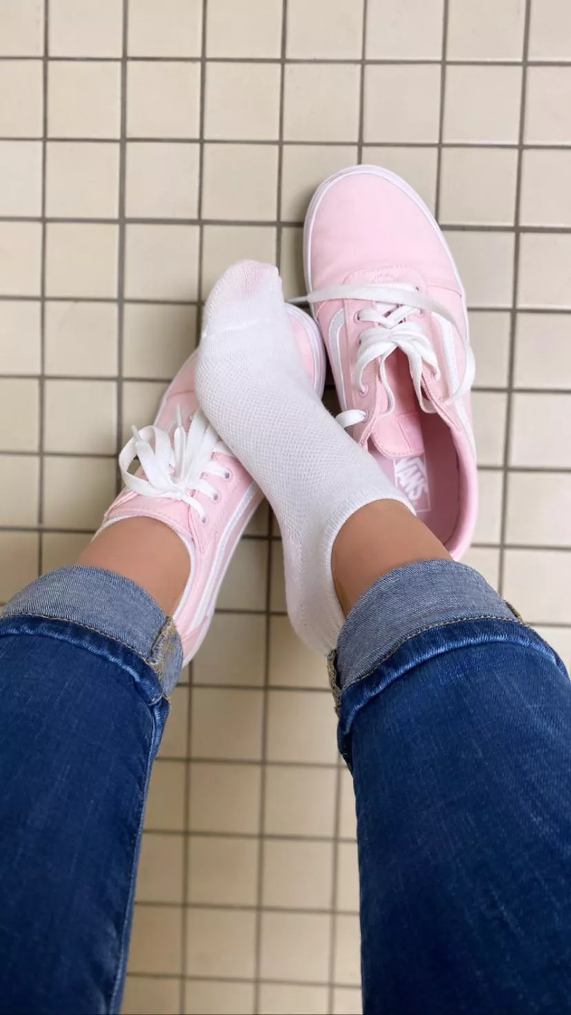 How cute are my pink vans with my white ankle socks?! How cute are my pink vans with my white ankle socks?!