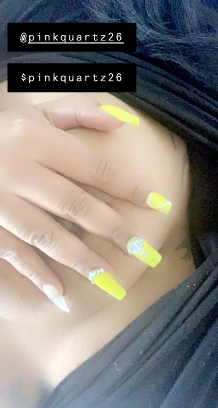 How do you like my nails? I love that I can’t even type with them. Pm n snap always open ❤️