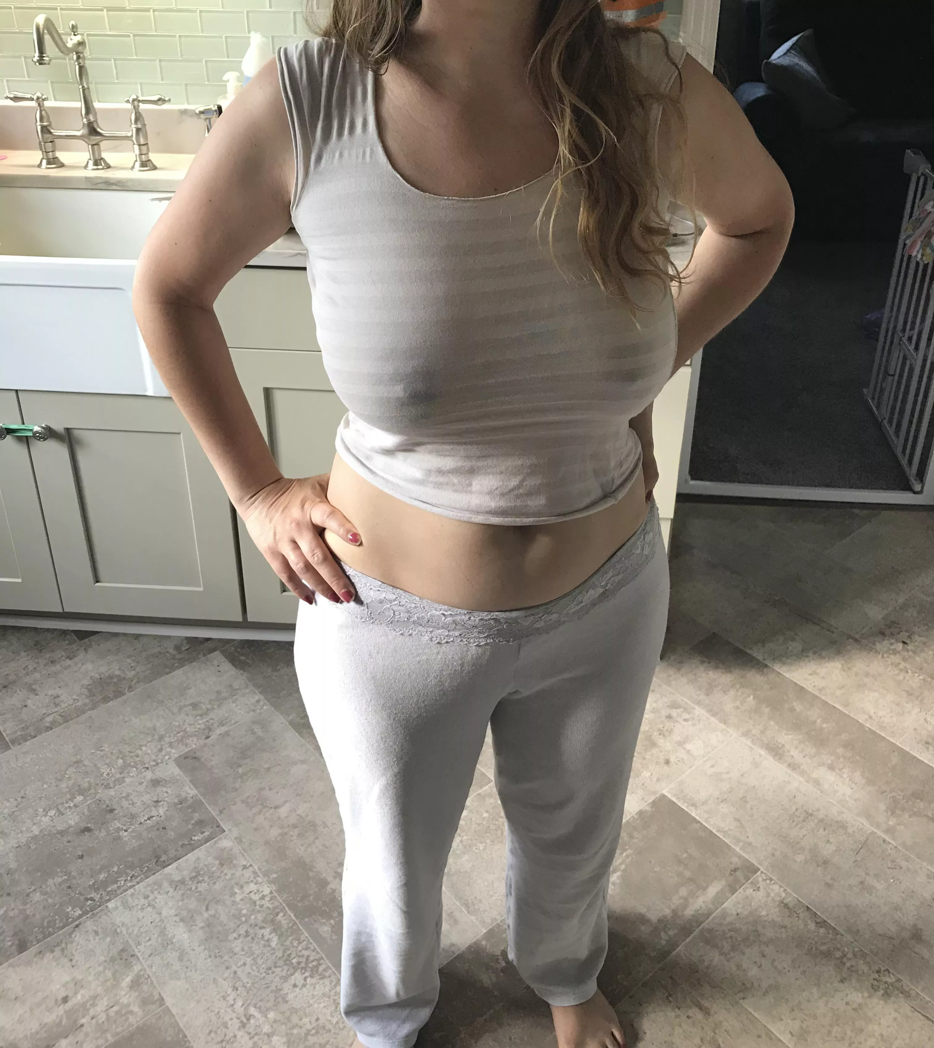 How I walk around the house. Daring myself to accept a delivery or have a service called in.