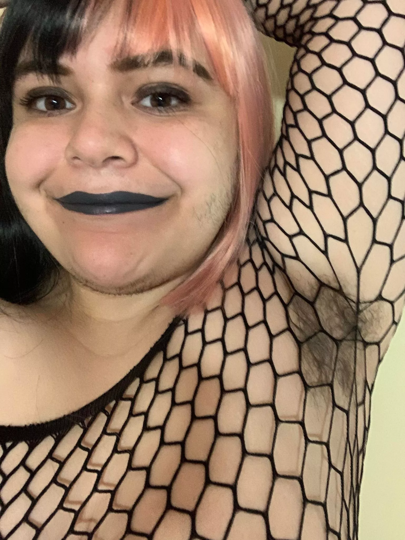 How sexy does my armpit hair look through my fishnets?